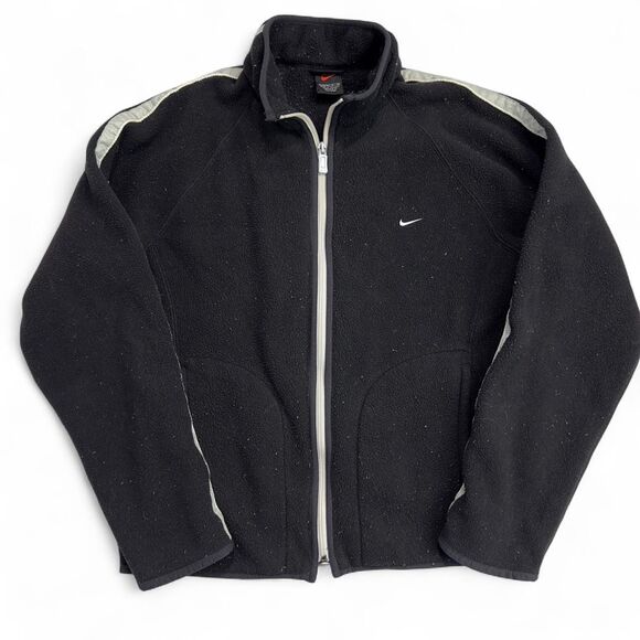Nike Full Zip Fleece Jacket Men’s XS/Small Black Gray Trim 90s Made in Thailand - Picture 1 of 7